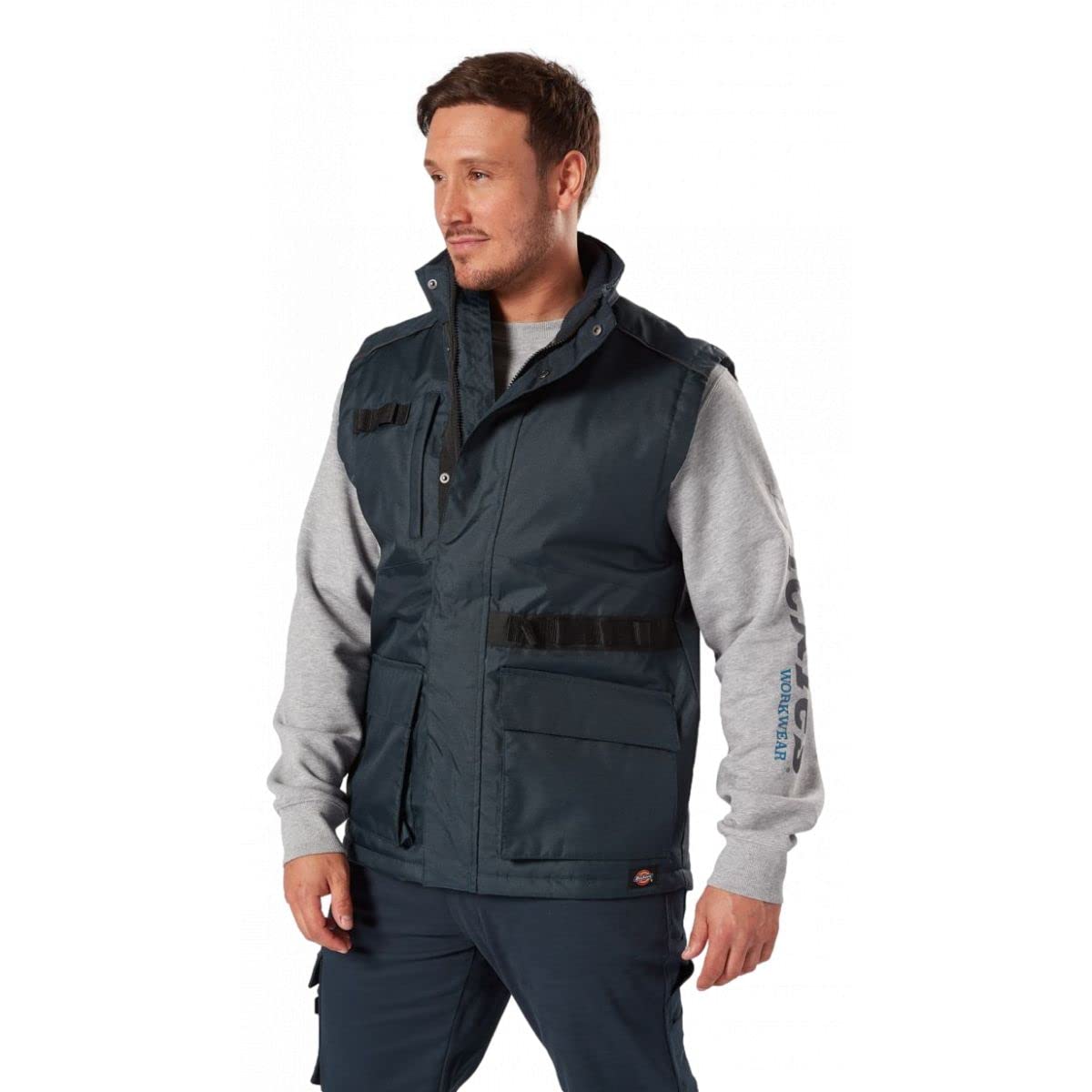 Dickies - Outerwear for Men, Waterproof Utility Bodywarmer, Action Flex Technology, Navy Blue, XXL