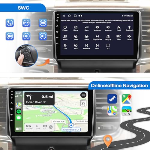 Image of Car Stereo for Dodge RAM 1500 2500 3500 2013 2014 2015 2016 2017 2018 with Wireless CarPlay and Android Auto,9'' Android 13 Touch Screen Radio Replacement,2G Ram 32G ROM(Only fit Manual AC)