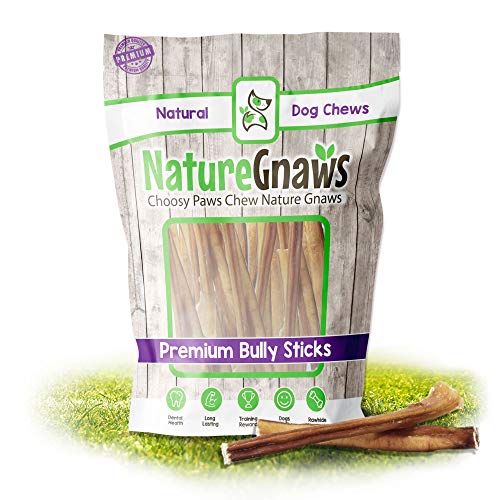 Nature Gnaws Small Bully Sticks 5-6 inch (15 Pack) - 100% Natural Grass