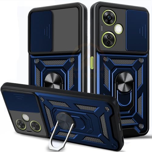 Image of Armor Bumper Back Cover Case for OnePlus Nord CE 3 Lite 5G Rotating Camera Cover, Ring Holder & Kickstand | Heavy Duty & 360 Degree Protection OnePlus Nord CE 3 Lite 5G Back Cover (Blue).