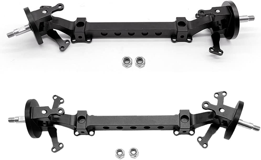 Aluminium Alloy Trailer Caster Simulation Front axle Kingpin inclination is Applicable to 1/14 Tractor Full Series Tiangong tra - (Color: Black, CN)