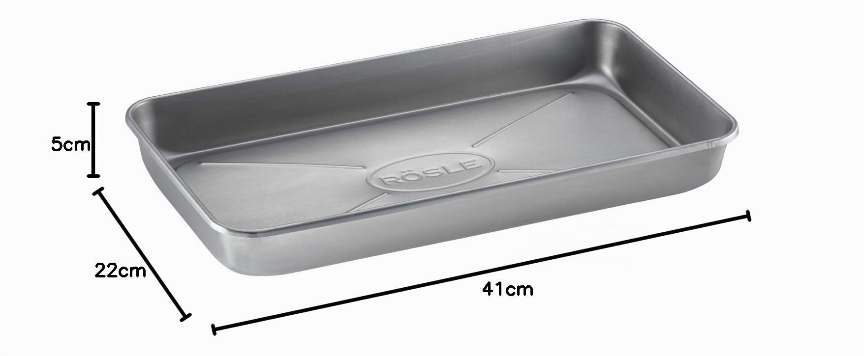 RÖSLE Barbecue Barquette Universelle Professionnelle, Barquette en Acier Inoxydable de Haute Qualité avec un Rebord Haut pour Mariner, Servir ou Comme Égouttoir pour les Barbecues au Gaz et au Charbon