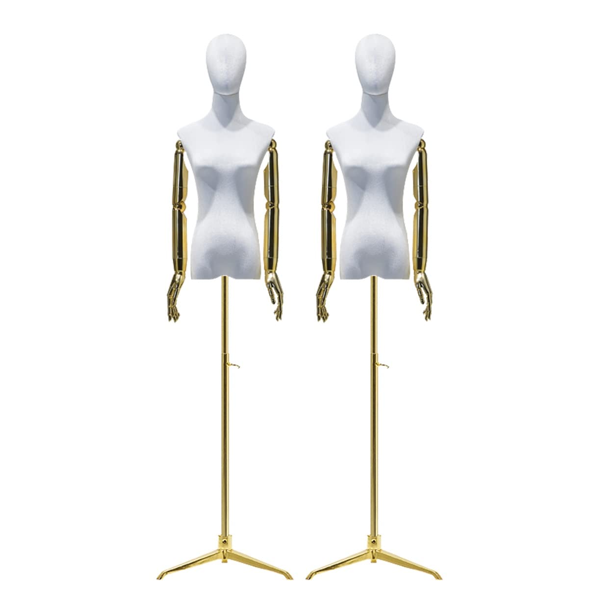 ITOSUI 2pcs Adjustable Female Dress Form Mannequin Torso 53.1"-82.6" - White Velvet with Metal Tripod Base, Detachable Arms & Head for Clothing, Jewelry Display & Sewing Projects