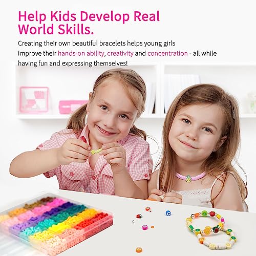 Image of Sistenia Bracelet Making Kit, 12000Pcs Clay Beads 48 Colors in 3 Boxes, Friendship Bracelet Kit with Elastic Strings, Polymer Spacer Beads, Jewelry Making Crafts Gift for Teens Adults