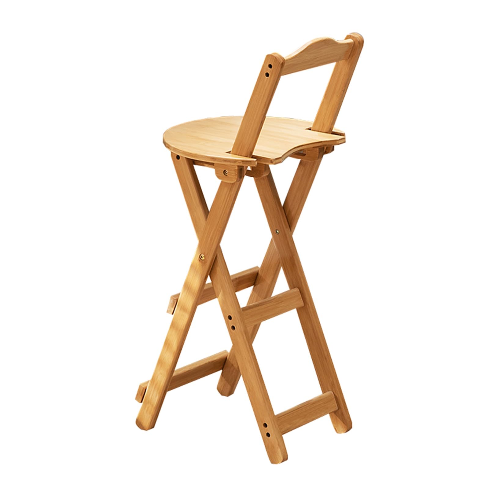 Sgabello da Bar Pieghevole con Schienale, Seggiolone Portatile, Finitura Lucida, Ideale per Cucina E Soggiorno, Legno Naturale, Design Salvaspazio, Leggero E R,Natural Wood-Small
