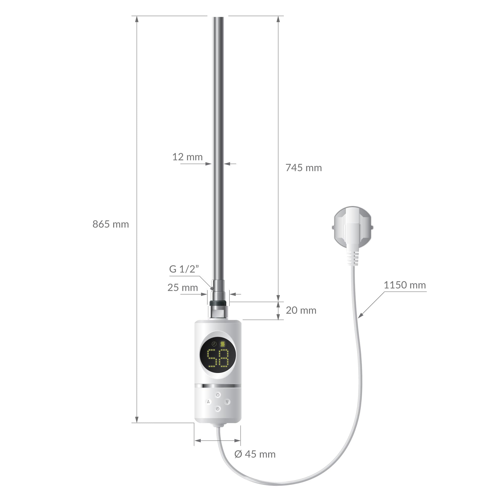 ML-Design Élément Chauffant Blanc 900W avec Thermostat et Écran LCD Résistance Électrique pour Radiateur Salle de Bain avec Interrupteur Marche/Arrêt Mode Minuterie Régulateur de Température
