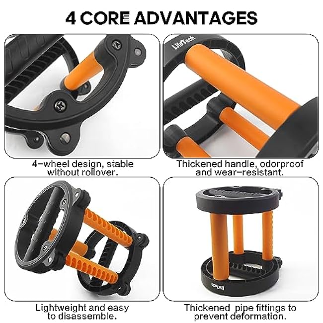 LifeTech Ab Wheel Roller Kit with Push-Up Bar, Push Up Wheel for Abs Workout, Multifunctional Abdominal Exercise Roller Home Gym Equipment Core Strength Workout (A Pair)