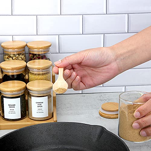 Juneheart 32 Pcs Glass Spice Jars With Bamboo Lids And 194 Waterproof Labels, 4Oz Clear Food Storage Containers For Kitchen Sugar Salt Coffee Beans #TOP2