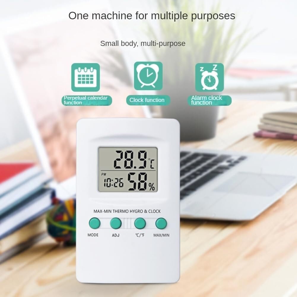 Misuratore di temperatura e umidità digitale multifunzione con orologio e funzione di temperatura e umidità ℃/℉ for la famiglia e l'ufficio