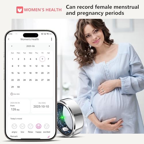 Image of Smart Ring for Women Men,Fashion Modern Minimalist Fitness Ring& Sleep Tracker Ring with Heart Rate,Blood Pressure,5ATM Waterproof Health Ring,No Subscription,Travel-Friendly Couple Gift(Size 8,Black)