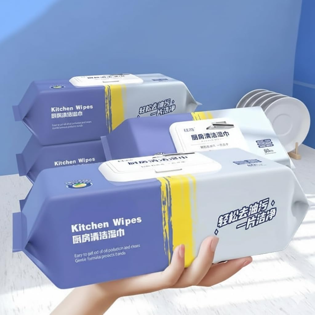 Kitchen Cleaning Wipes 80 Pack Disposable Kitchen Degreasing Countertops Stove And Oven Cleaning Infused With Lemon Fragrance-picture-26
