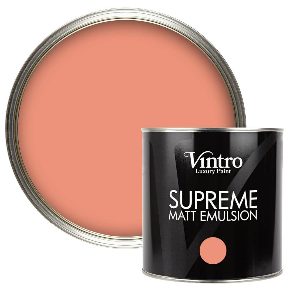 Vintro Paint Terracotta - Porto Terracotta Vintro | Luxury Matt Emulsion | Smooth Chalky Finish | Multi Surface Paint | For Walls, Ceilings, Wood And Metal 2.5L (, 2.5 Litre)
