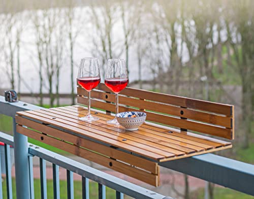 DE-COmmerce Table Suspendue pour Balcon en Bambou Balustrade de Balcon Table de Balcon Table Suspendue Bar de Balcon (L x l x H) 88 x 28 x 17 cm – Image 6