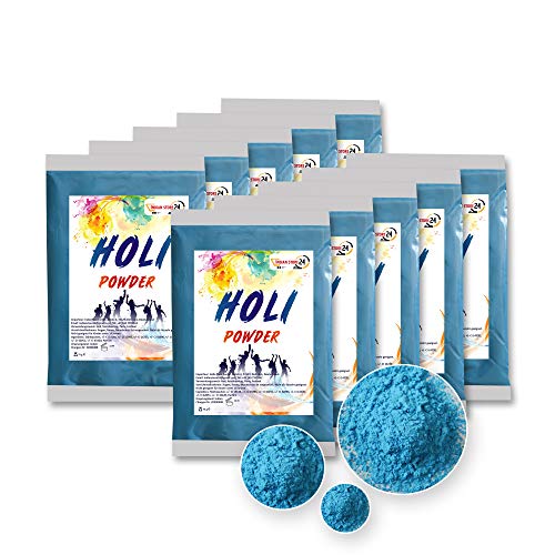 10 zakken Holi Gulal poeder wateroplosbaar Natural Festival fotoshoot Rangoli Colors Rainbow Powder heilige kleurenzak glitter kleurenpoeder foto's (Sky blue,Hemelsblauw)