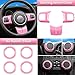 E-cowlboy 18 PCS Full Set Interior Decoration Trim Kit Steering Wheel Center Console Door Handle Air Conditioning Vent Cup Holder Gear Cover Trim for Jeep Wrangler JK JKU 2011-2018 4-Door (Pink)