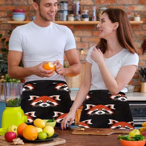 Demi-tablier pour cuisine et travail à motif mignon panda rouge