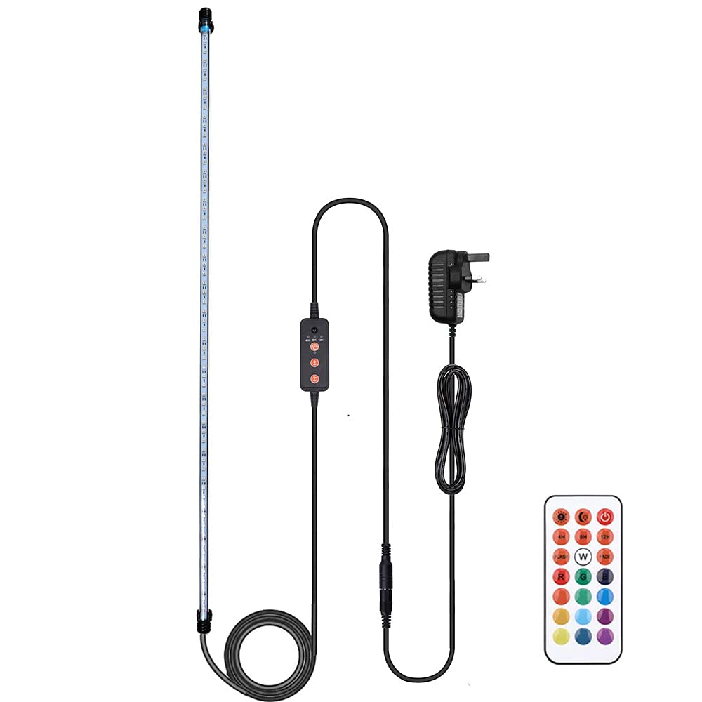 VARMHUS Lámpara LED para acuario, lámpara de acuario de color blanco y azul, con temporizador pequeño y simple para acuario, 112 cm, RGB)