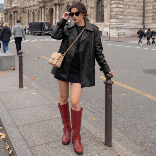 Image of KaroNairy Women's Knee High Moto Biker Buckle Boots