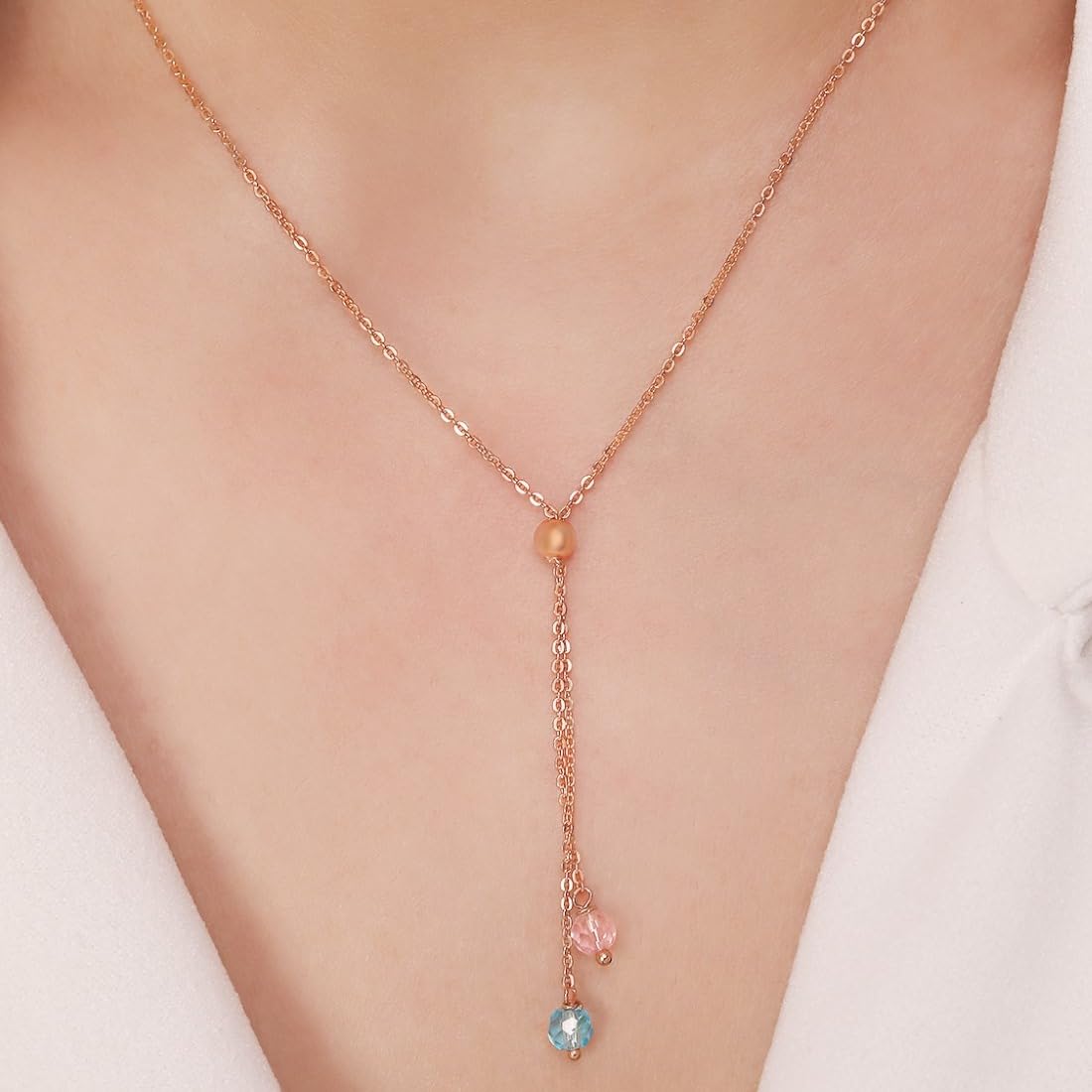 925 Sterling Silver Adorned Grace Rose Plated Necklace with Hallmark