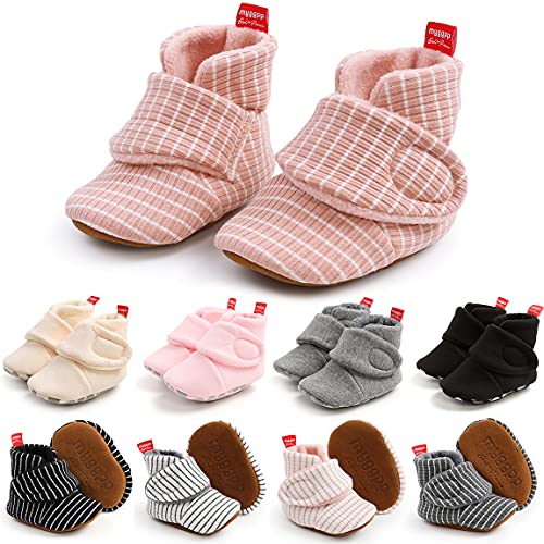 Image of QWZban Baby Booties Infant Newborn Boys Girls Slippers Warm Crib Sock Shoes Indoor First Walkers Prewalker