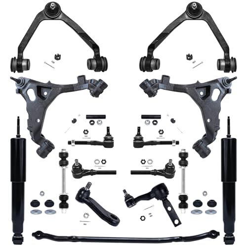 Detroit Axle - 4WD Front End Suspension Kit for Ford F-150 Expedition F-250 Shock Absorbers Upper & Lower Control Arms w/Ball Joints Tie Rods Sway Bars Center Link Pitman & Idler Arms Replacement