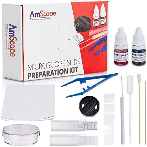 AmScope SP-14 Microscope Slide Preparation Kit Including Stains