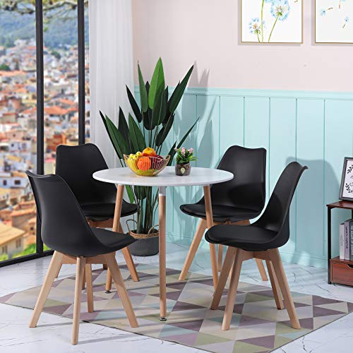 LafeuR Ensemble de salle à manger ronde avec 4 chaises - Ensemble de 4 chaises avec table de...