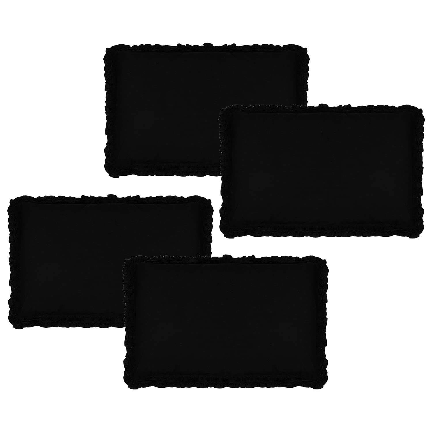 Kuber Industries Pillow Cover | Cotton Pillow Cover | Pillow Cover For Bedroom | Pleated Frill Border Long Crush Pillow Cover | Set of 4 | 20x30 Inch | Black (B0BZ416PLY) Amazon Price History, Amazon Price Tracker