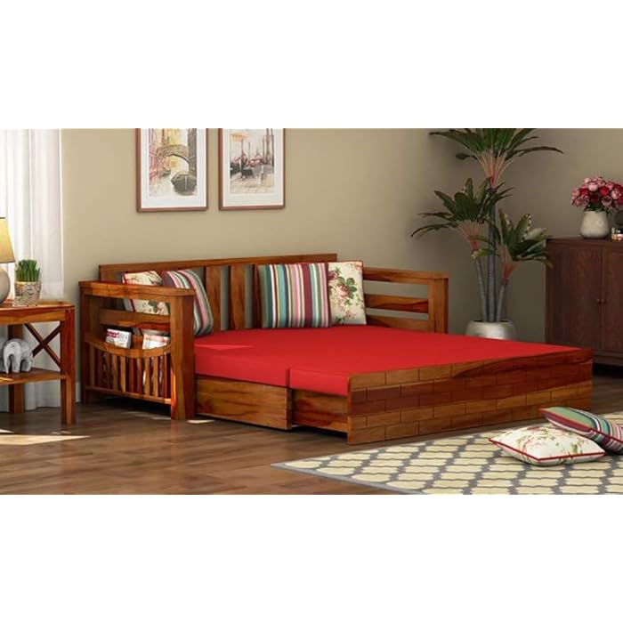 Buy SMF Industry Solid Sheesham Wood Sofa Cum Bed Furniture Set with