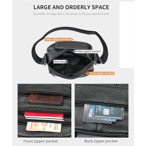 Small Genuine Leather Messenger Shoulder Crossbody Bag for Men Women Travel Work Business Adjustable straps3