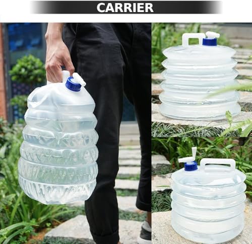 Image of KIDWILL Collapsible Water Storage Tank Portable Water Container with Tap Foldable Water Carrier Lifting Bag Water Pouch Camping Water Tank Outdoor Water Dispenser Travel Water Storage Solution