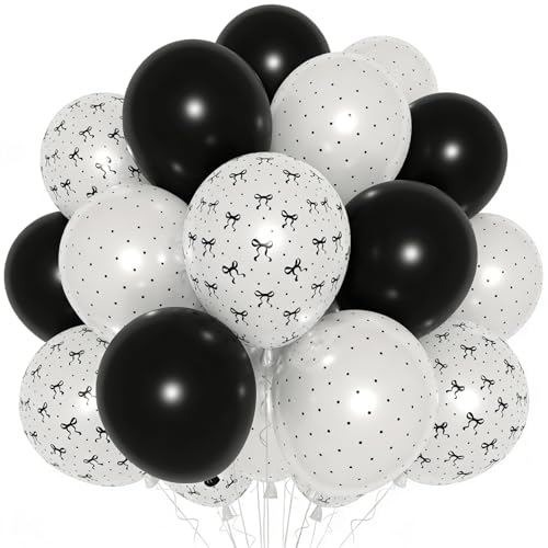 Image of Thickened balloons 60PCS Balloons Assorted ColorsLatex Balloons for Kid's Birthday Party Exquisite 12 Inches Kinds of Party Balloons Decorations. (black bow)