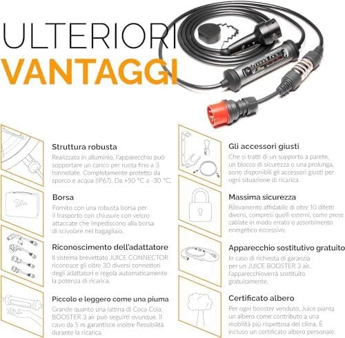 Juice Booster 3 Air Basic Set, Mobile Wallbox 11kW con App, Caricabatterie Auto Elettrica con Cavo Ricarica Auto Elettrica Tipo 2, Include Adattatore CEE16 Rosso 3 Fasi + EU Schuko