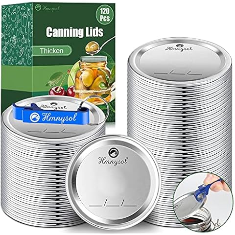 Canning Lids, 120Pcs Thickened Regular Mouth Canning Lids, 2.75in canning lids regular for Ball, Kerr Jars, Leakproof Seal canning jar lids, Rustproof Split Type Mental lids for canning jars regular Cover