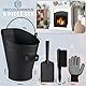DecoExpress Aschekasten Kaminzubehör Set mit Ascheeimer 7 Liter, Asche Schaufel, Bürste & Handschuhe - Kamin Werkzeug Set