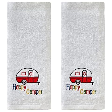 Toalla de mano SKL Home (2 unidades) diseño retro de algodón suave con bordado decorativo Cover