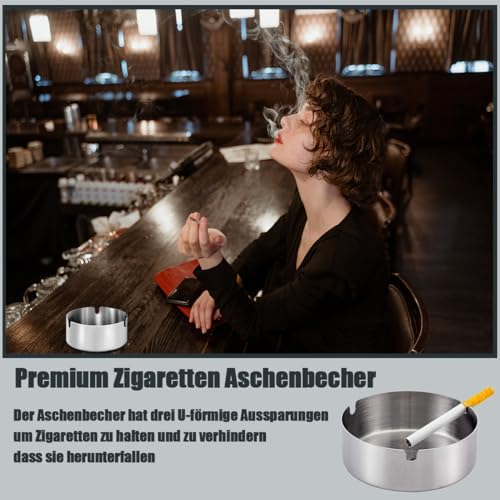Cendrier de table de 8 cm en acier inoxydable au design épuré et robuste
