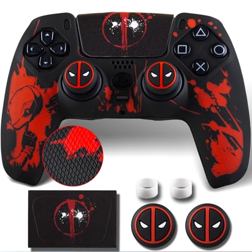 YoRHa Non-Slip Silicone Cover for PS5 Controller with Thumbstick Caps x 2 & Sticker x 1(Depool...