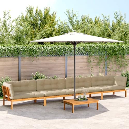 Genérico Set de sofás de palets de jardín y Cojines 5 pzas Madera Acacia Mobiliario,Muebles de jardín,Asientos de Exterior,Sofás de Exterior Marrón 88,3kg