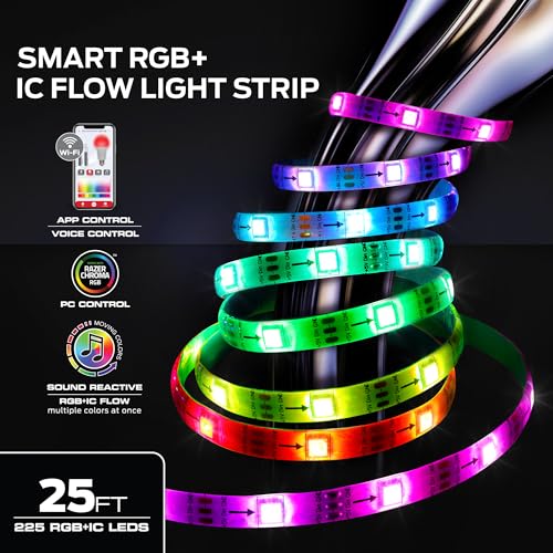 Image of Monster Smart RGB+IC LED Strip Lights 25ft - Sound Reactive Strip Lights for Bedroom, App & Voice Control, RGB Light Strip for Room, Alexa Google Home, Razer Chroma Sync - 230 RGB+IC LED Lights