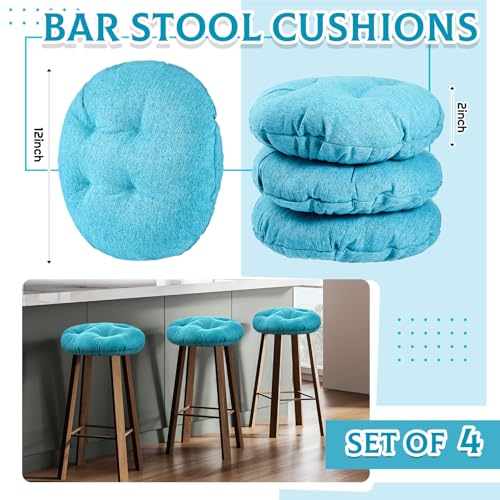 Image of Marsui 4 Pieces Bar Stool Cover Non Slip Padded Cushion, 12 Inch, Lake Blue