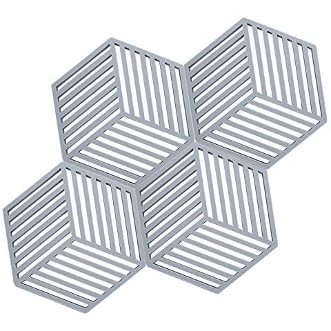 Yzwuyou 4 Pcs Heat Resistant Mat Hexagon Trivets for Kitchen Worktops 13.8 X 8cm Silicone Trivet Mat Non-Slip Heatproof Mats Kitchen, for Dishes Spoon Rest Kitchen Cooking & Dining Cover