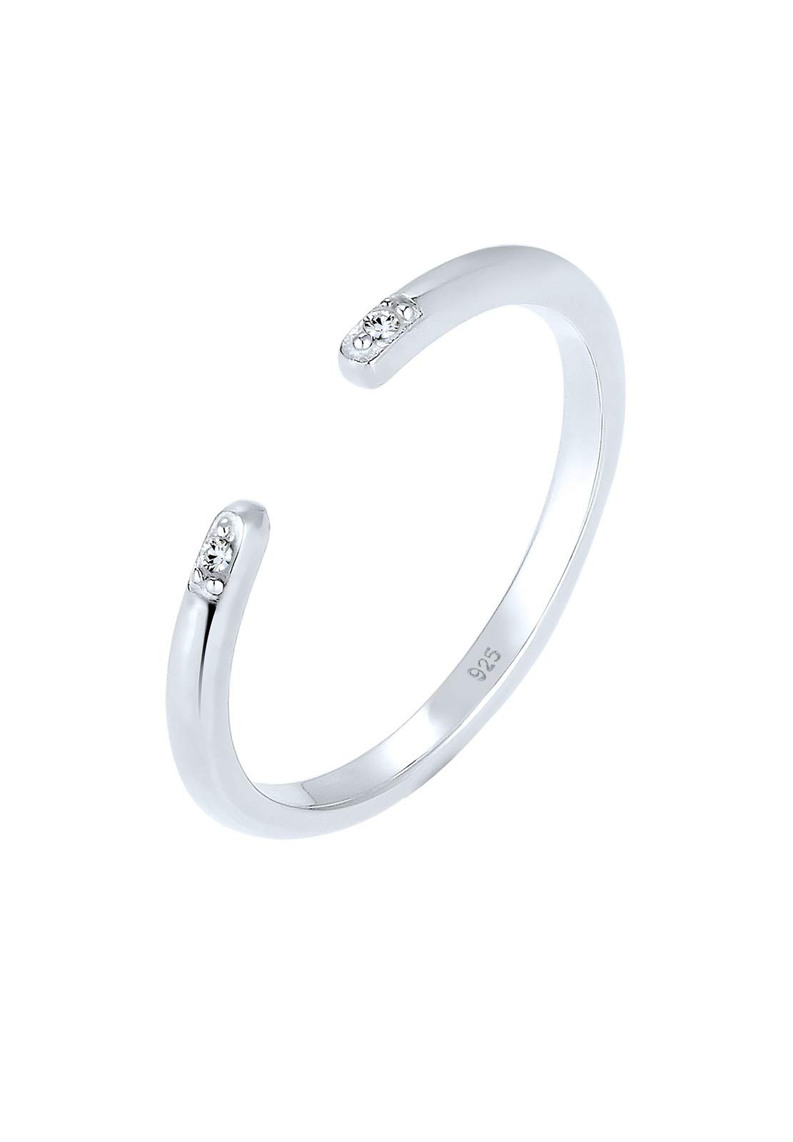 Elli Women Silver 925 Sterling Silver Crystal Adjustable Ring