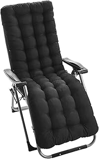 UMAIL Sun Lounger Cushions 10cm/12cm Thick Garden Chair Cushion Sunbed Cushion Soft Recliner Cushion with Non-Slip Top Cover for Garden Indoor Outdoor (Black, 160 * 50 * 10cm)