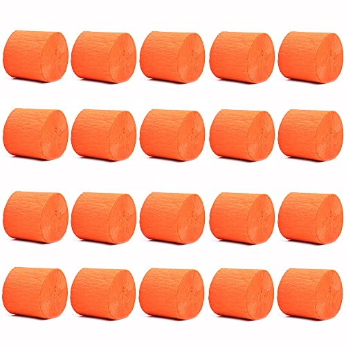 ANCLLO 20 rollos de papel crepé de 3,5 cm x 10 m, serpentinas para fiestas, decoración colgante para fiestas de cumpleaños, bodas y festivales, color naranja