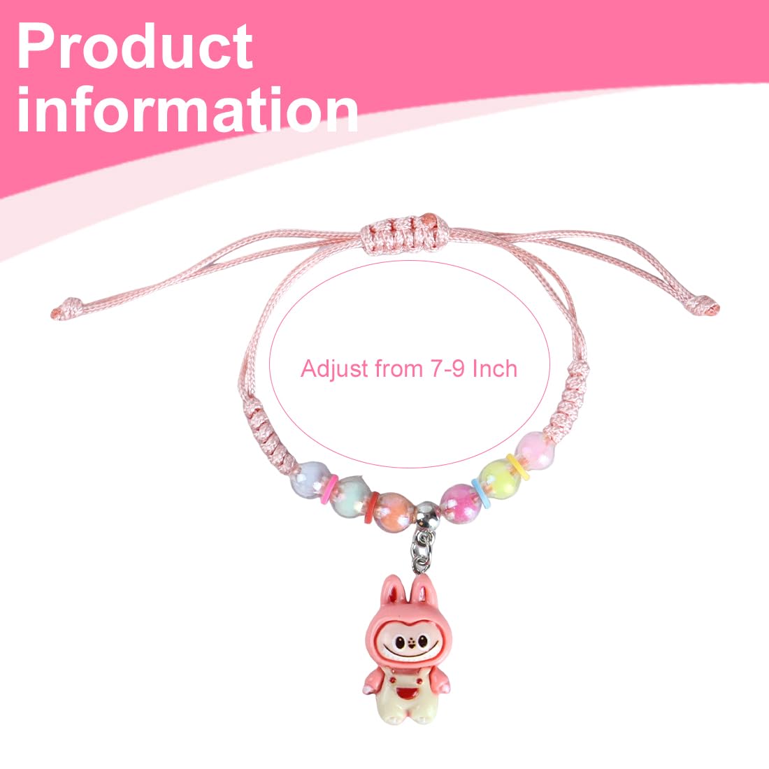 Bracelets tressés réglables cartoon mignon pour filles enfants