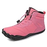 ✅Knöchelriemen TETGSET Barfußschuhe Winter Herren Damen Wasserdicht Traillaufschuhe Warm Gefüttert Winterschuhe Unisex Outdoor rutschfeste Winterstiefel (Pink,38 EU)