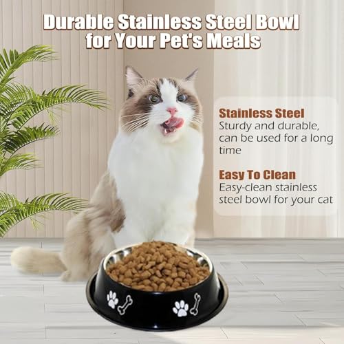 Image of PremiumAV Stainless Steel Pet Bowl 1500 ML 4 No. Size - Anti-Skid Dog & Cat Bowl with Non-Slip Rubber Base, Non-Toxic Chew-Resistant Food & Water Dish, Easy Clean Feeding Bowl for All Pets