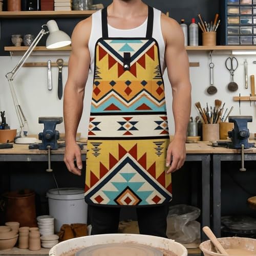 Delantal Vintage Western Aztec Navajo para trabajo miniatura 4