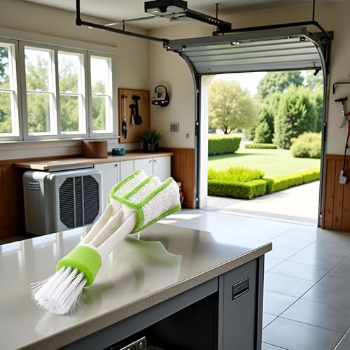 Image of White Green Car Air Vent, Automotive Air Conditioner Cleaner and Brush Double Ended Dust Blind Cleaner Car Vent Brush Blind Brush Hand Held Magic Brush Blind Duster,Cleaning Brushes and Dusters